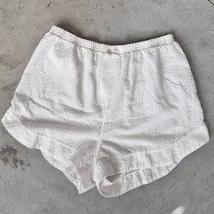 Free People White Textured Cloud Nine Sleep Boxers Elastic Waist Shorts Sz Large
